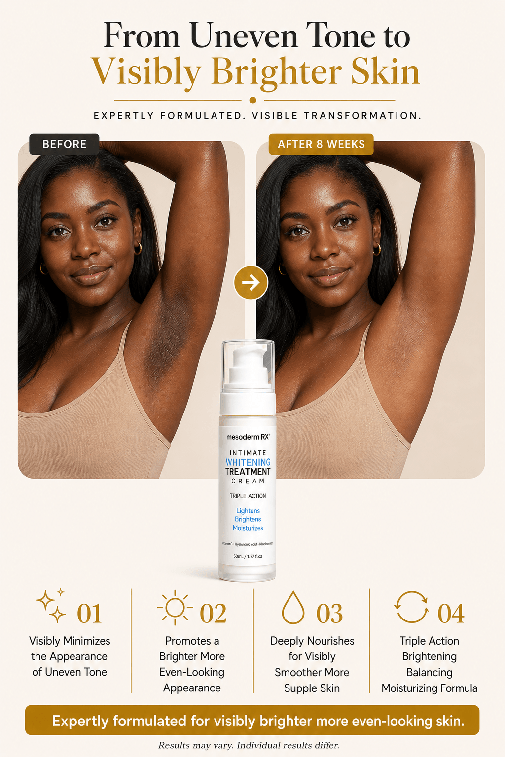 Intimate Skin Lightening Cream for Under Arms, Inner Thighs & Private Area