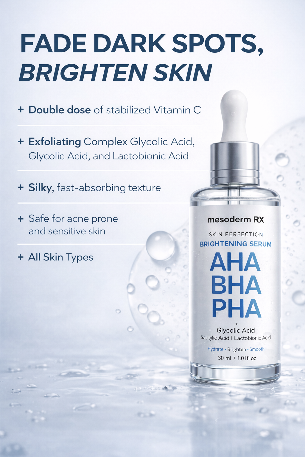 AHA + BHA + PHA Skin Brightening Serum 30ml