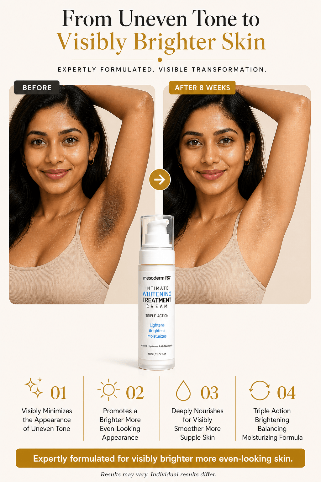 Intimate Skin Lightening Cream for Under Arms, Inner Thighs & Private Area