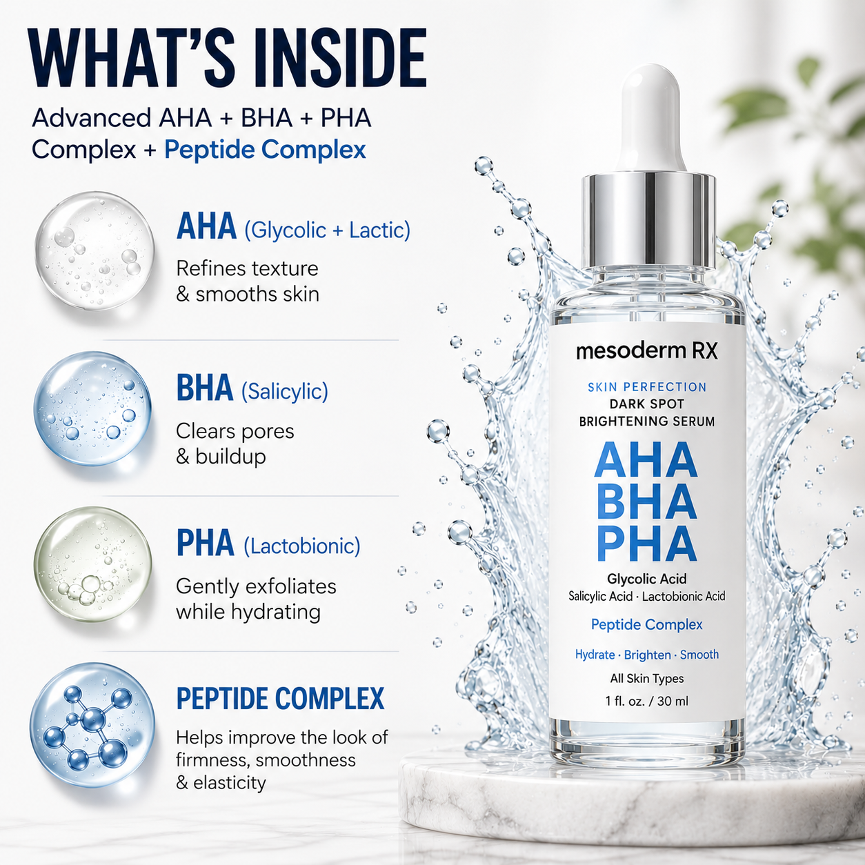 AHA + BHA + PHA Skin Brightening Serum 30ml